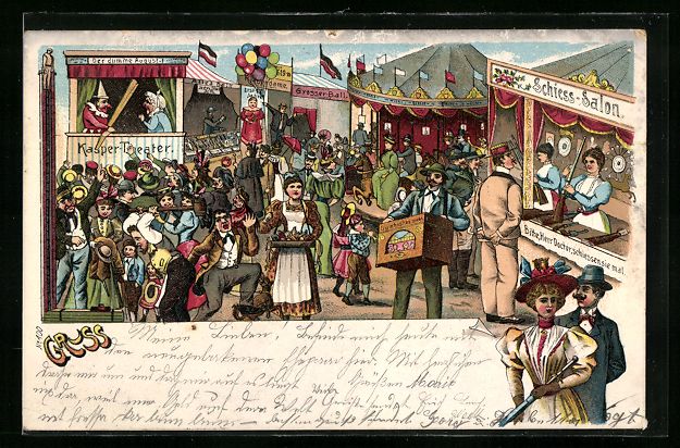 Cartoline postali: Litho Leierkasten-Mann auf einem Volksfe – Usato da Berlin venduto da bartko-reher