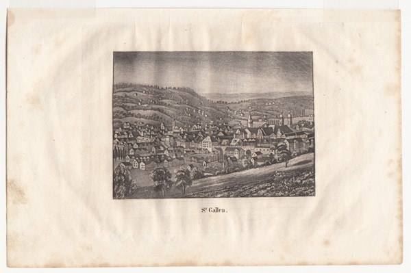 Stiche: ST. GALLEN, AQUATINTA UM 1840 – Antik aus Grüningen von Kartensammler 2