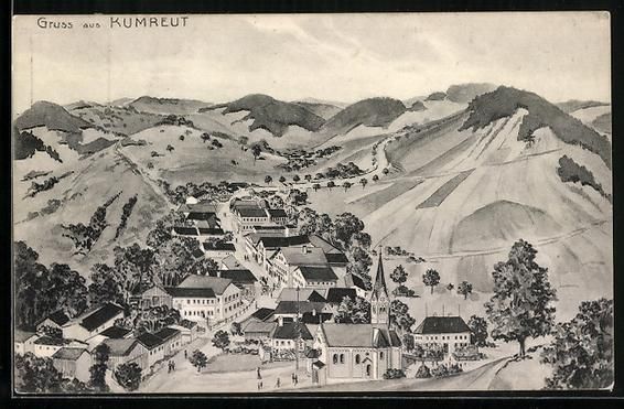 Cartoline postali: sign. Hans Pernat: Kumreut, Blick auf de – Usato da Berlin venduto da bartko-reher