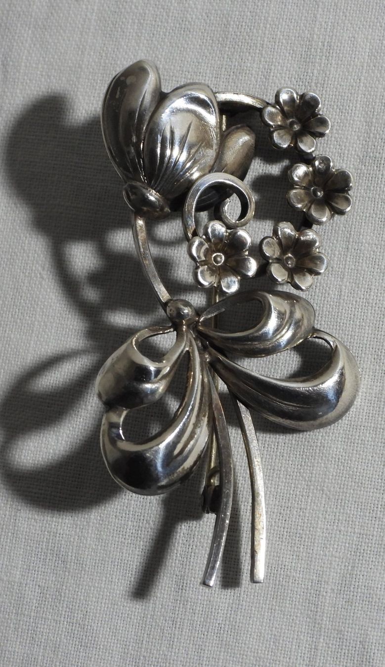 Spille & Fermagli: Silber Brosche Blumenbouquet – Usato da Dübendorf venduto da alracfo