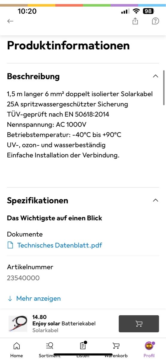Cavi: Solarkabel – Nuovo (secondo la descrizione) da Männedorf venduto da masterbuyer 5