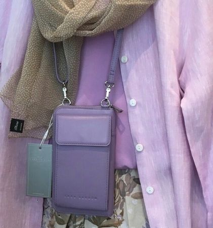 Lara Lauren Damen City Wallet A kleine Leder Tasche lila