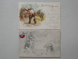 2 AK SCHWINGEN UND RINGEN LAUSANNE 1912