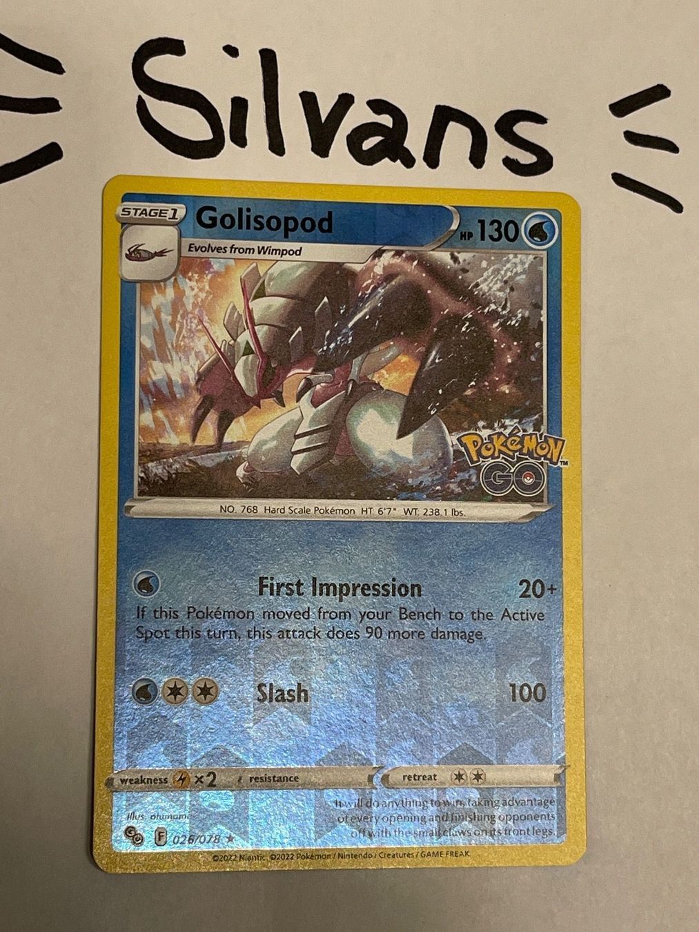 Pokémon Carte collezionabili: Golisopod Reverse Holo 026/078 Pokemon GO Englisch – Nuovo (secondo la descrizione) da Wil SG venduto da Silvans