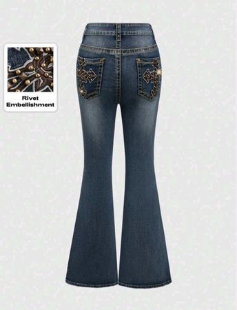 Schlag-Jeanshose m. Kreuz und Nieten Gr XS *neu*