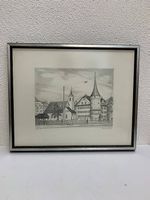 Vintage Bleistiftzeichnung Luzerner Altstadt J. F. Arnold