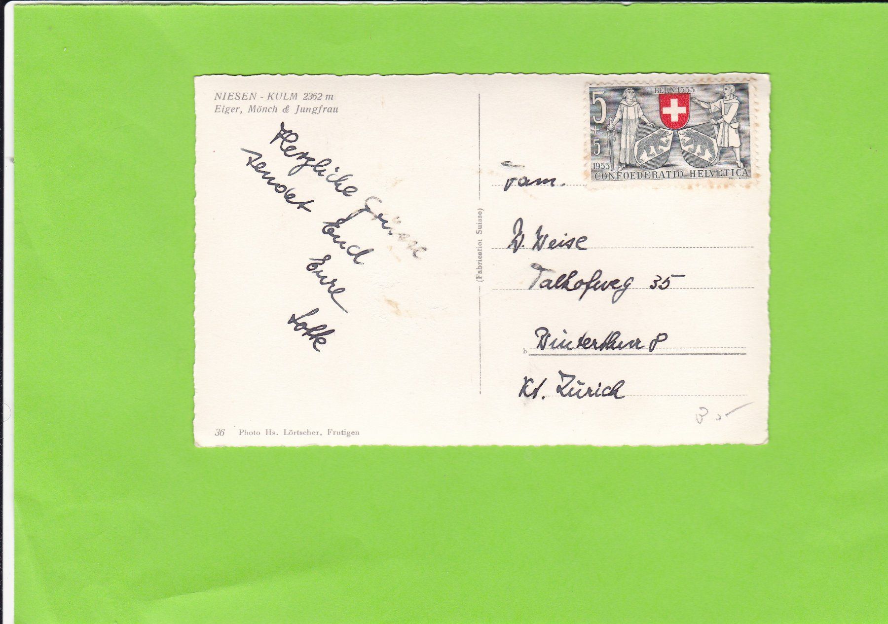 Cartoline postali: Niesen-Kulm – Usato da St. Peterzell venduto da neckertal 1