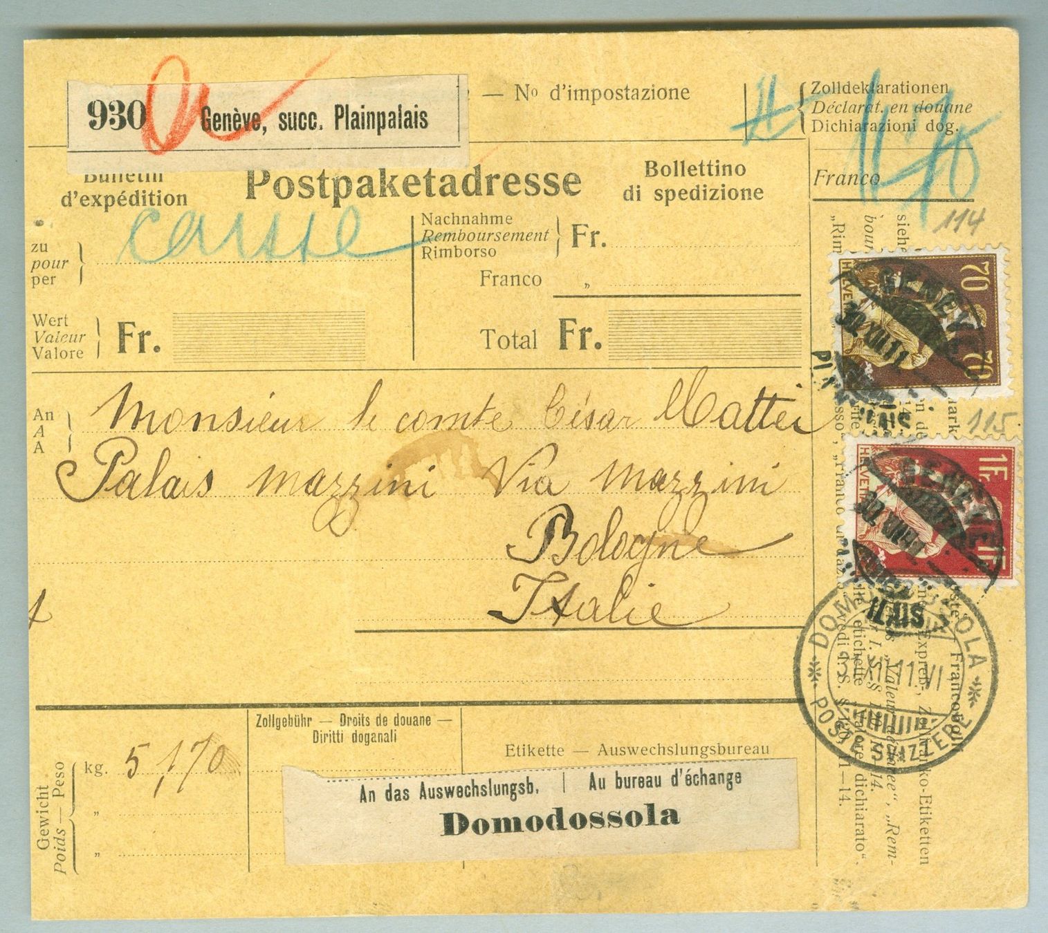 Tutti i francobolli: 1911 Schweiz Bedarfspost – Usato da Zürich venduto da yago-rot
