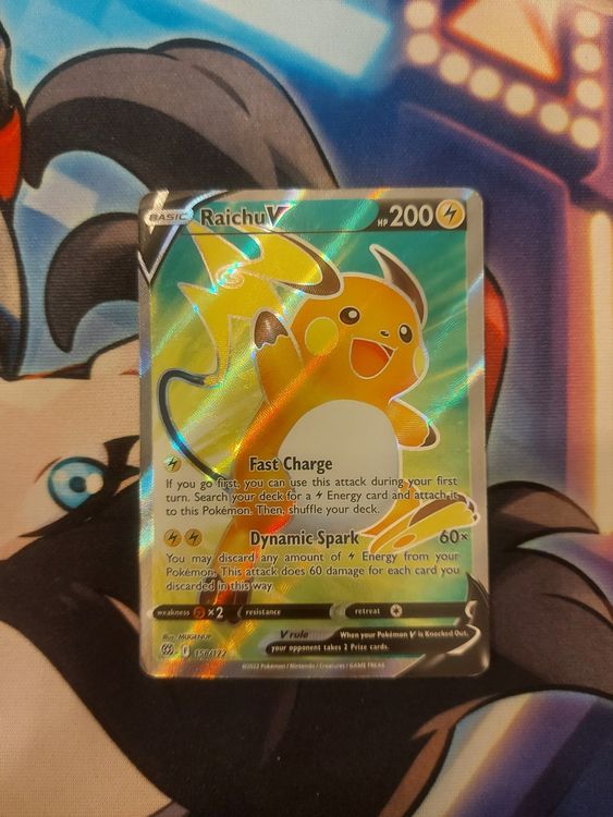 Rare Pokemon Cards Raichu V Full Art Brilliant Stars 158/172, NM Pokemon  Card Raichu V 158