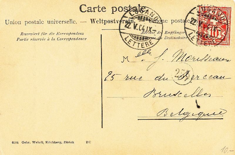 Cartoline postali: Lugano Lago di Muzano 1904 – Usato da Emmenbrücke venduto da teestube 1