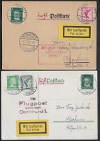 1928 zwei PK Flug MÜNSTER-ESSEN+BRAUNSCHWEIG-DORTMUND ab 1.-