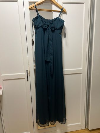 Damen Abendkleid Gr. 38 – Chiffon Maxikleid – Dunkelgrün/Pet