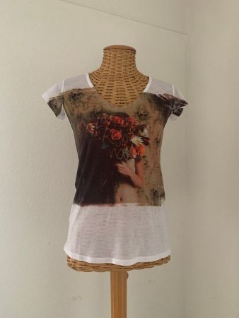 ZARA - T-Shirt weiss mit Print S