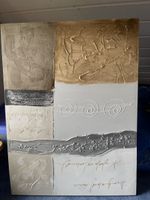 Abstraktes Wandbild Gold Grau Struktur Leinwand gerahmt