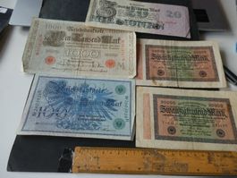 Dt. Reich ab 1908, Konvolut alte Reichsbanknoten