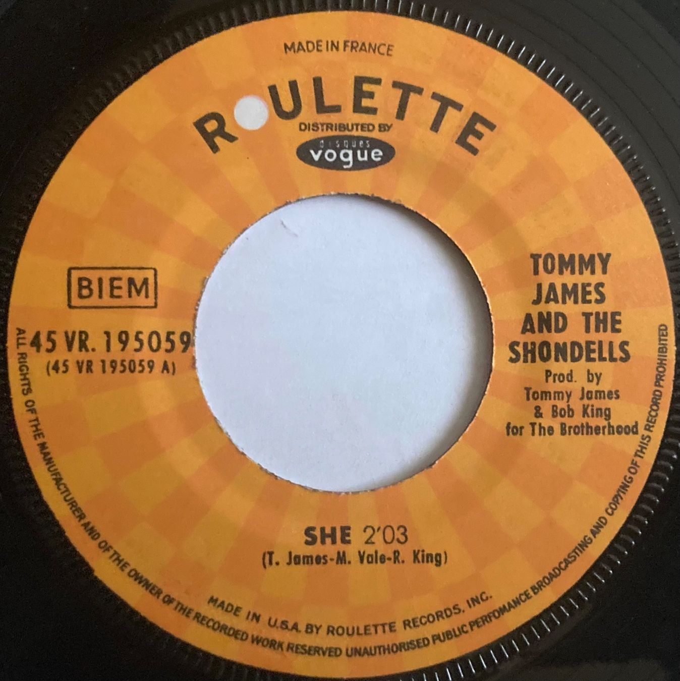 Dischi in vinile: TOMMY JAMES & THE SHONDELLS - SHE – Usato da Poliez-Pittet venduto da Newtown-Records 2