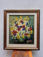4 Öl-Tempera-Gemälden mit Blumenmotiven