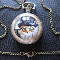Umhängeuhr Katze Cat - Motiv Steampunk