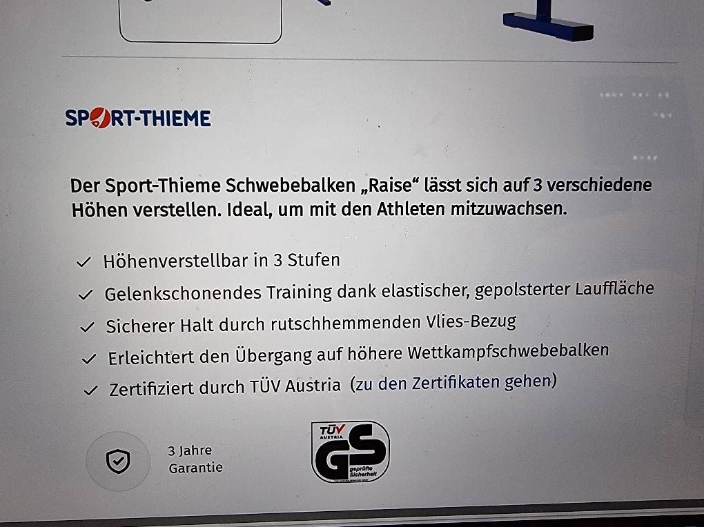Hometrainer: Schwebebalken Höhenverstellbar – Usato da Neuendorf venduto da msilvester81 1