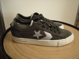 Sneaker CONVERSE All Star Echt Leder Gr.35.5 grau silber NEU