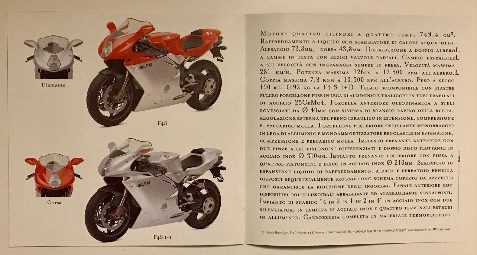 Documenti: MV AGUSTA F4 Motorrad Prospekt – Usato da Strengelbach venduto da Omobono 6