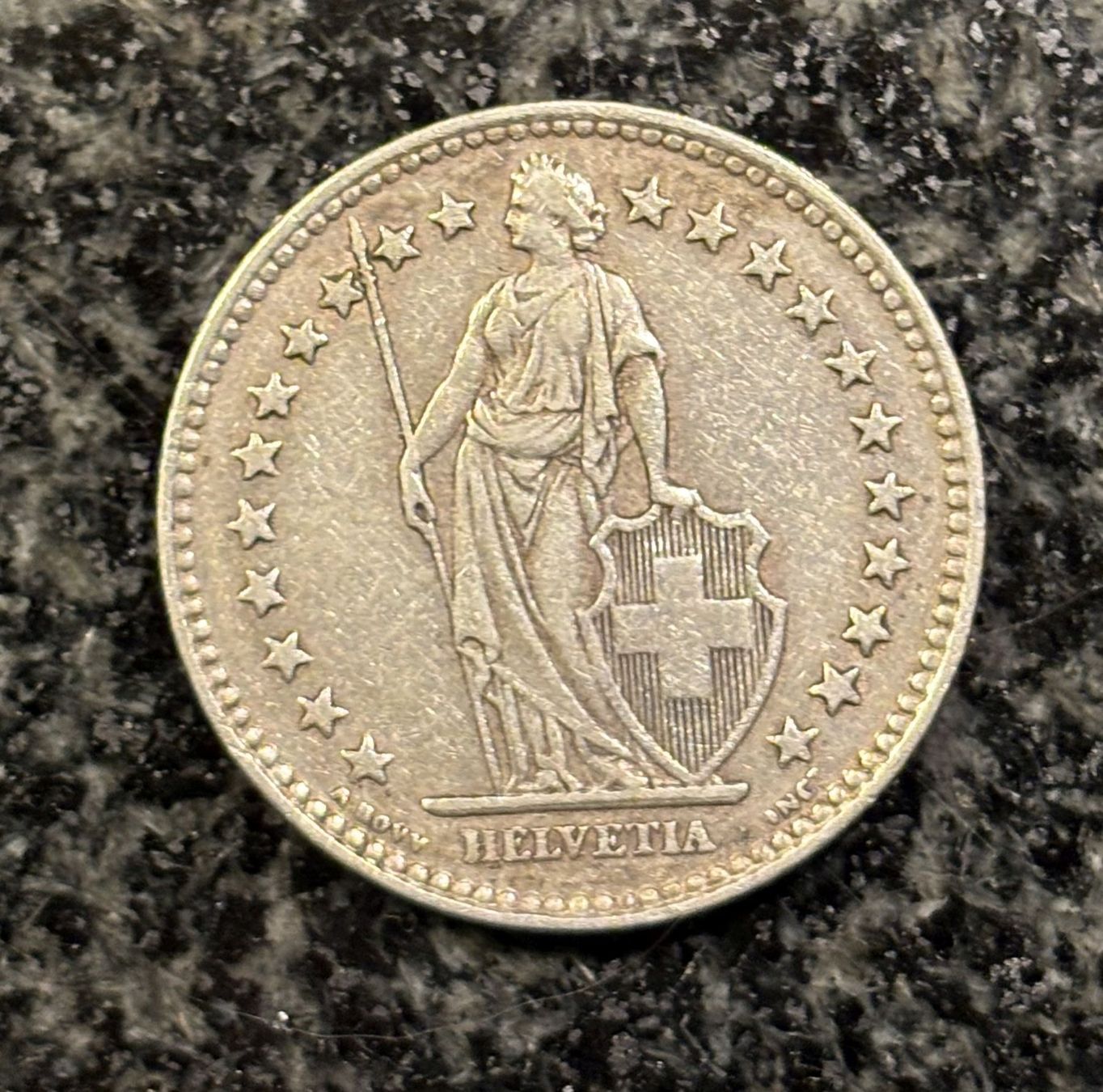 Tutti le monete: 2 Franken 1936, Silber, stehende Helvetia – Usato da Bern venduto da Grindelwaldaus 1