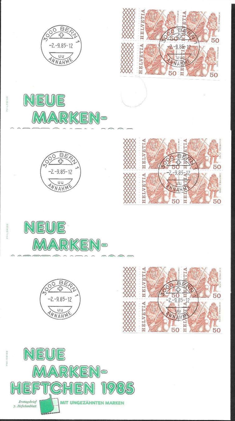 Tutti i francobolli: 7 FDC Heftchenblätter aus Markenheft ET 2.9.1985 – Nuovo (secondo la descrizione) da Olten venduto da clotaldi 1