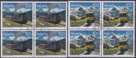 2018, Nr.1664+1665 (Bahn) Viererblöcke mit Ersttags-Stempel.