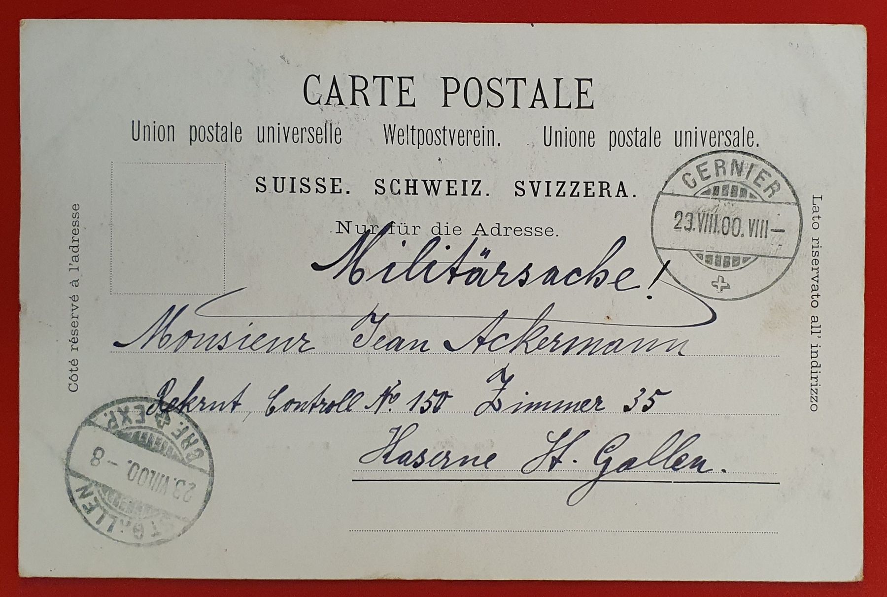 Ansichtskarten: Cernier 1900 – Gebraucht aus Kreuzlingen von Rschweiz1 1