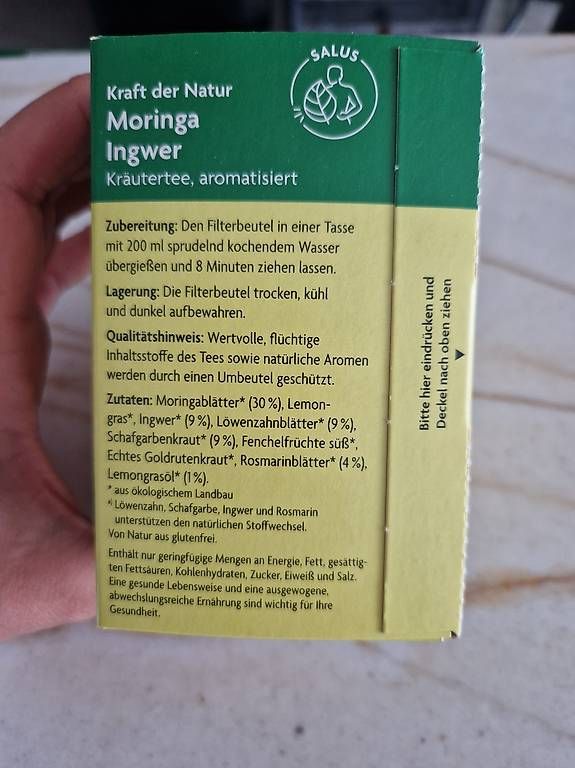 Cibi & Specialità: 6x Salus Bio Moringa Ingwer Tee 15 Filterbeutel  Ungeöffnet – Usato da Wallisellen venduto da GCR01 3