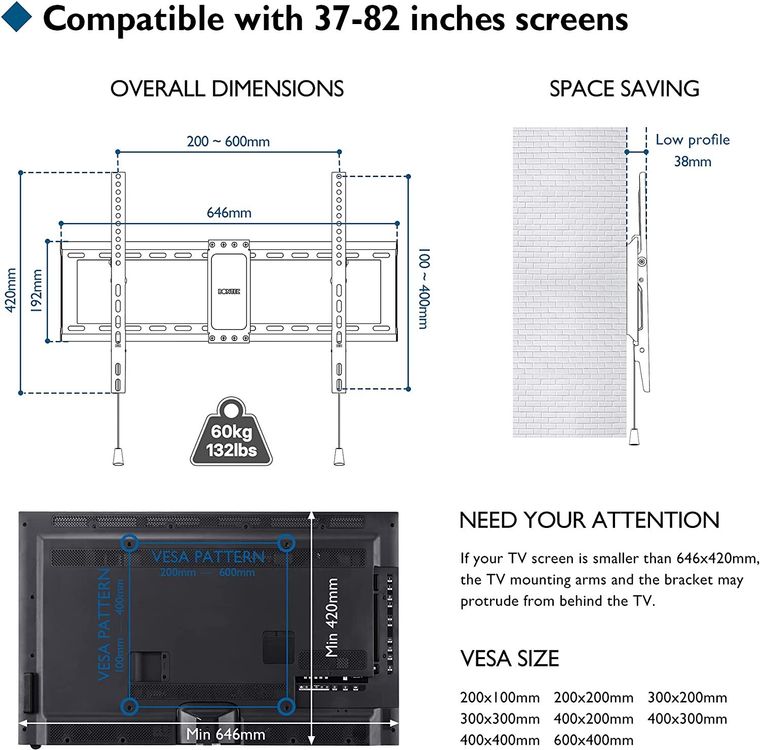 600 X 400 Vesa Mount In Inches