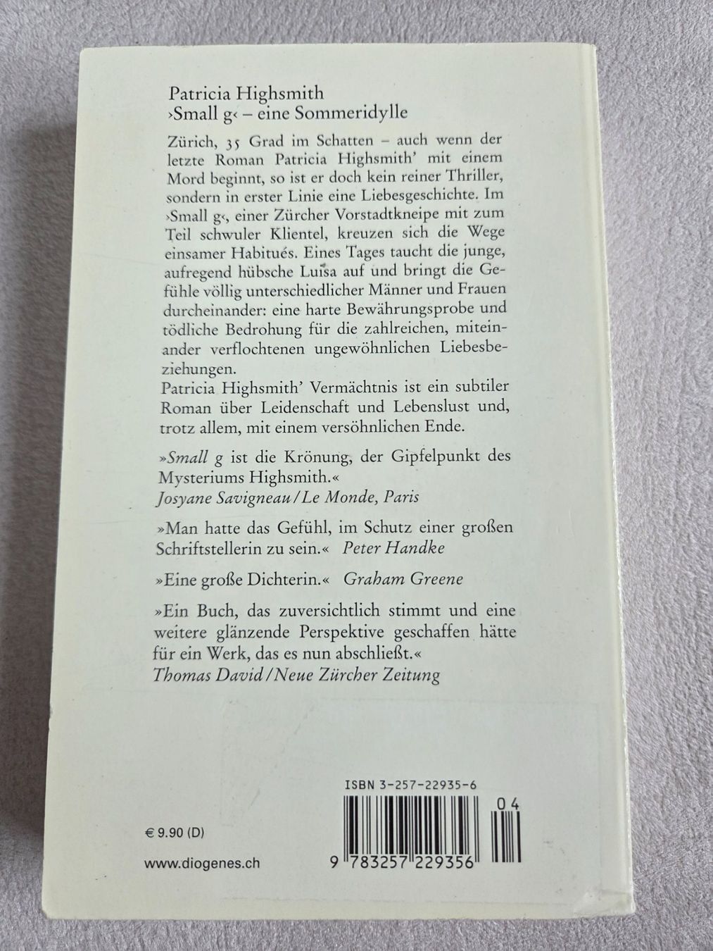 Libri: Patricia Highsmith - >Small g< eine Sommeridylle – Usato da Bergdietikon venduto da Tanne_10 1
