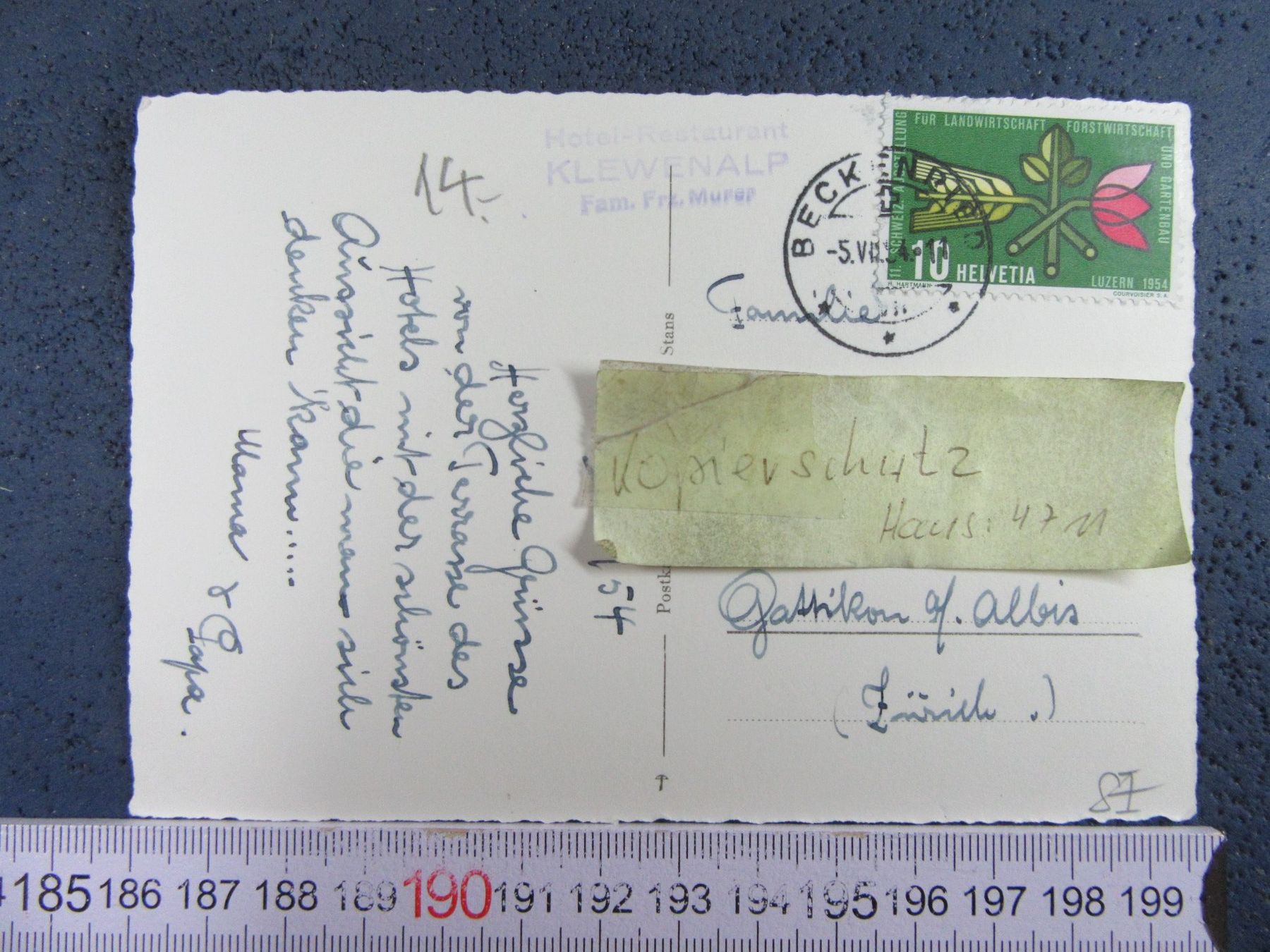 Ansichtskarten: KLEWENALP 1954 SZ AK – Gebraucht aus Ettingen von Hausi4711 2