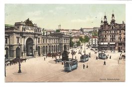 Zürich - Stadt - Bahnhofplatz - Tram - Rest. du Nord - 1909