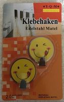 Smiley Haken Klebehacken Edelstahl aufhängen wand Halter