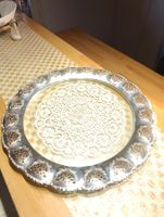 Vintage versilberte Tablett - Tortenplatte Glaseinsatz Top