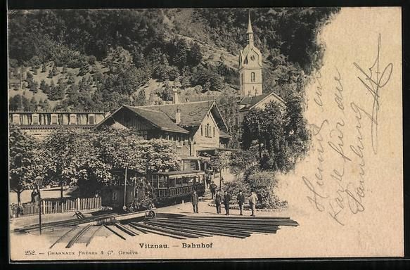Cartoline postali: AK Vitznau, Blick zum Bahnhof, 1903 – Usato da Berlin venduto da bartko-reher