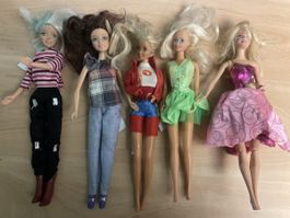 5er Set Barbie Puppen, gebraucht, tolles Schnäppli!