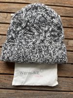 Warm-Me Cashmere Strickmuetze, Grau/Weiss - NEU!