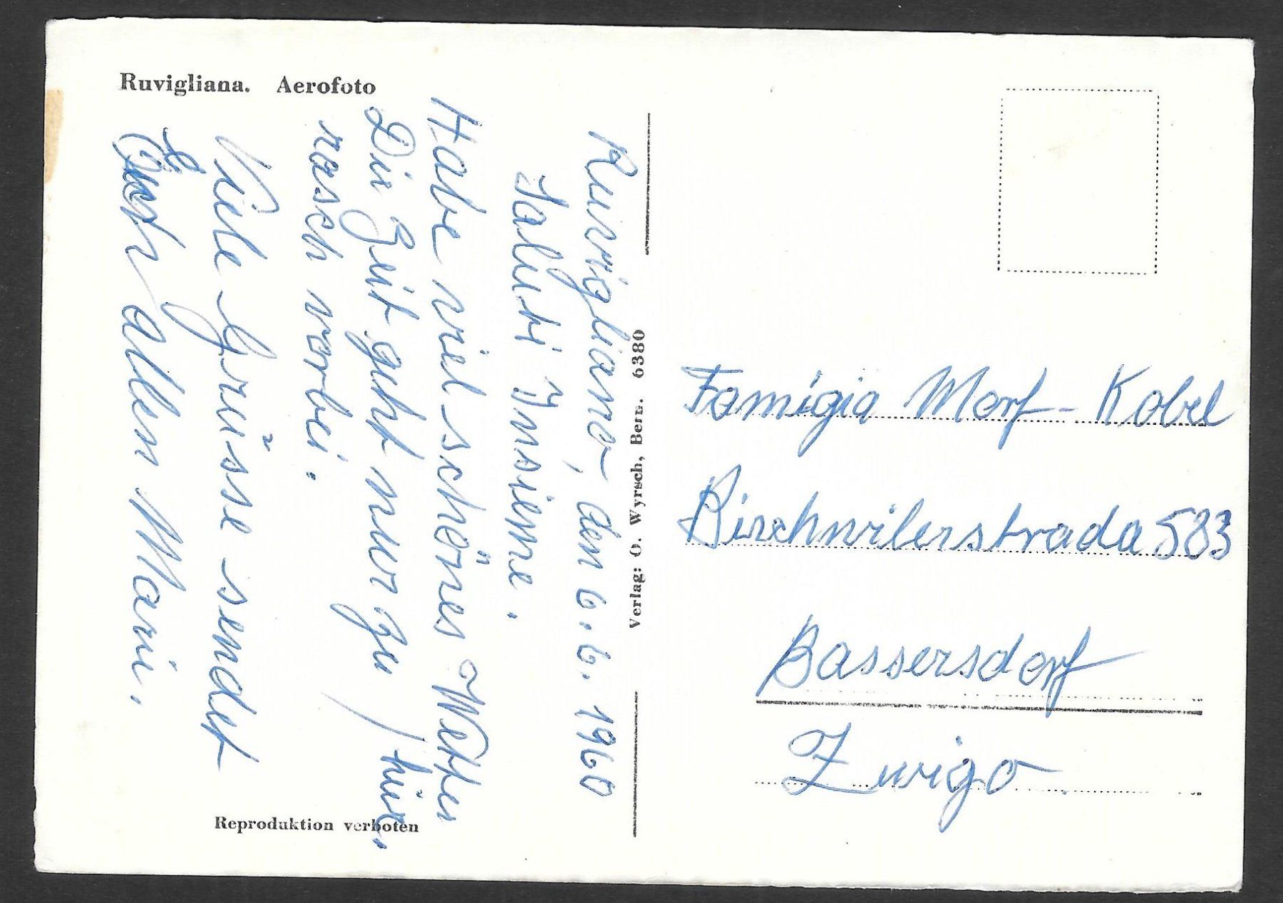 Cartoline postali: Ruvigliana Aerofoto – Usato da Olten venduto da clotaldi 1