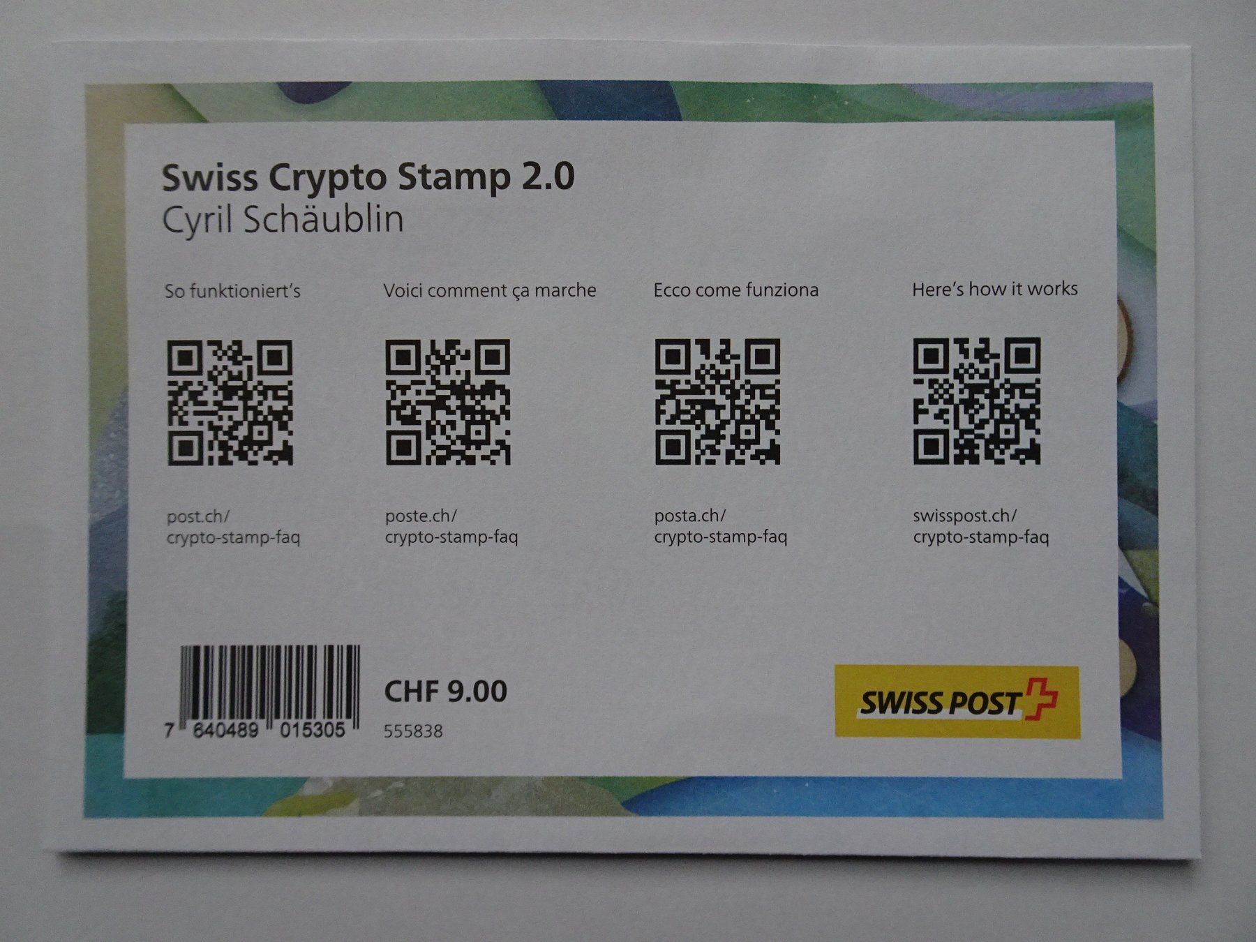 Tutti i francobolli: Swiss Crypto Stamp 2.0 – Nuovo e nell'imballaggio originale da Aadorf venduto da Chnorli-Furz