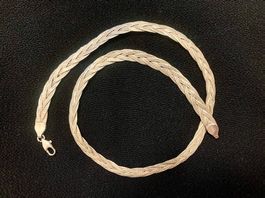 Collier vintage italien tressé en argent massif 925