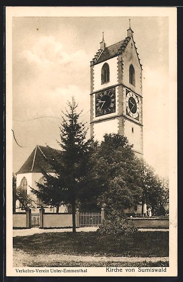 Cartoline postali: AK Sumiswald, Blick auf die Kirche – Usato da Berlin venduto da bartko-reher