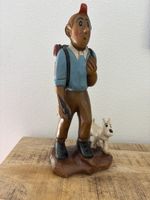 Tintin et Milou, statue en bois, colorée