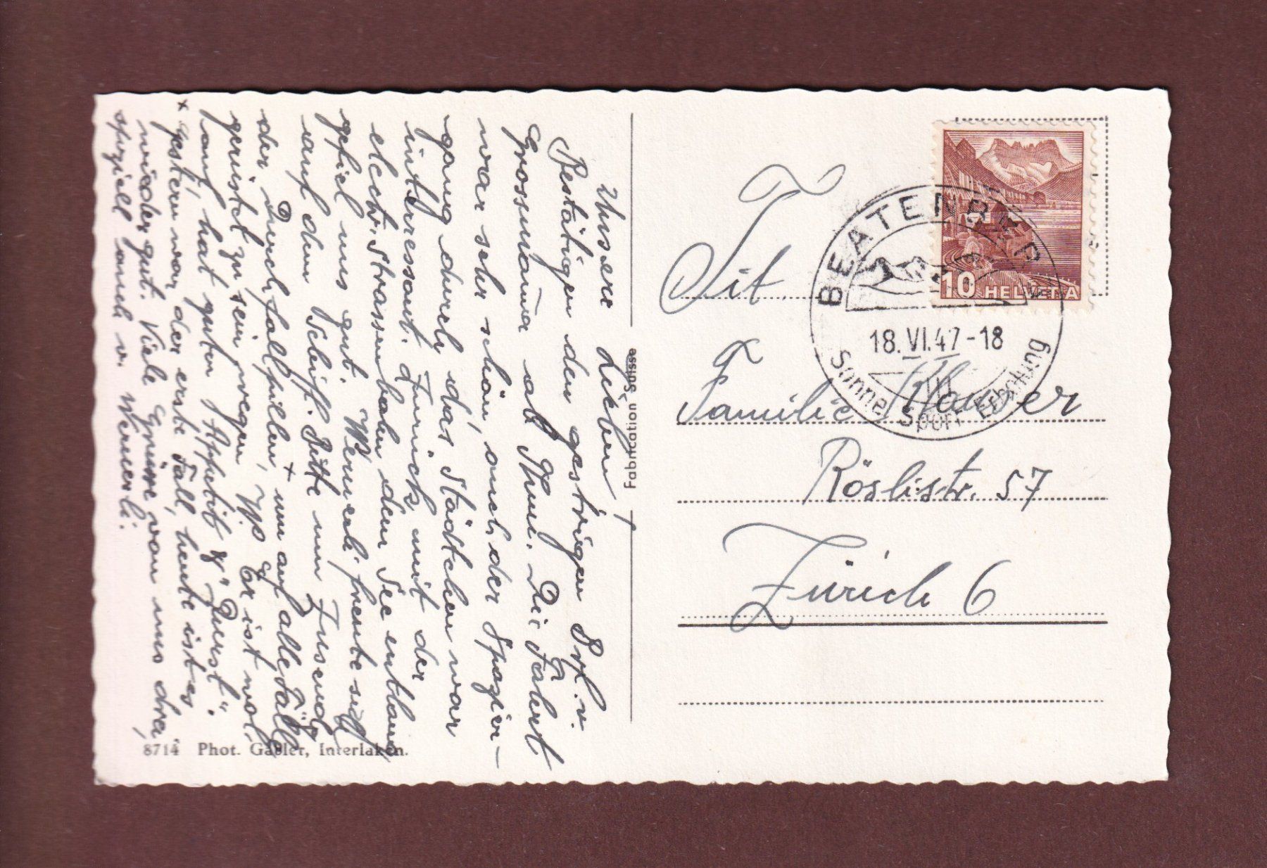 Ansichtskarten: BEATENBUCHT - Schiff - 1947 – Gebraucht aus Pully von nicecards-shop 1