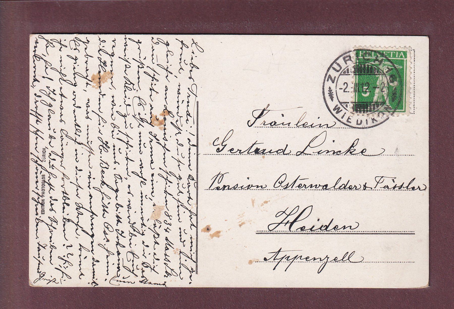 Ansichtskarten: Am ZÜRICHSEE - 1912 – Gebraucht aus Pully von nicecards 1