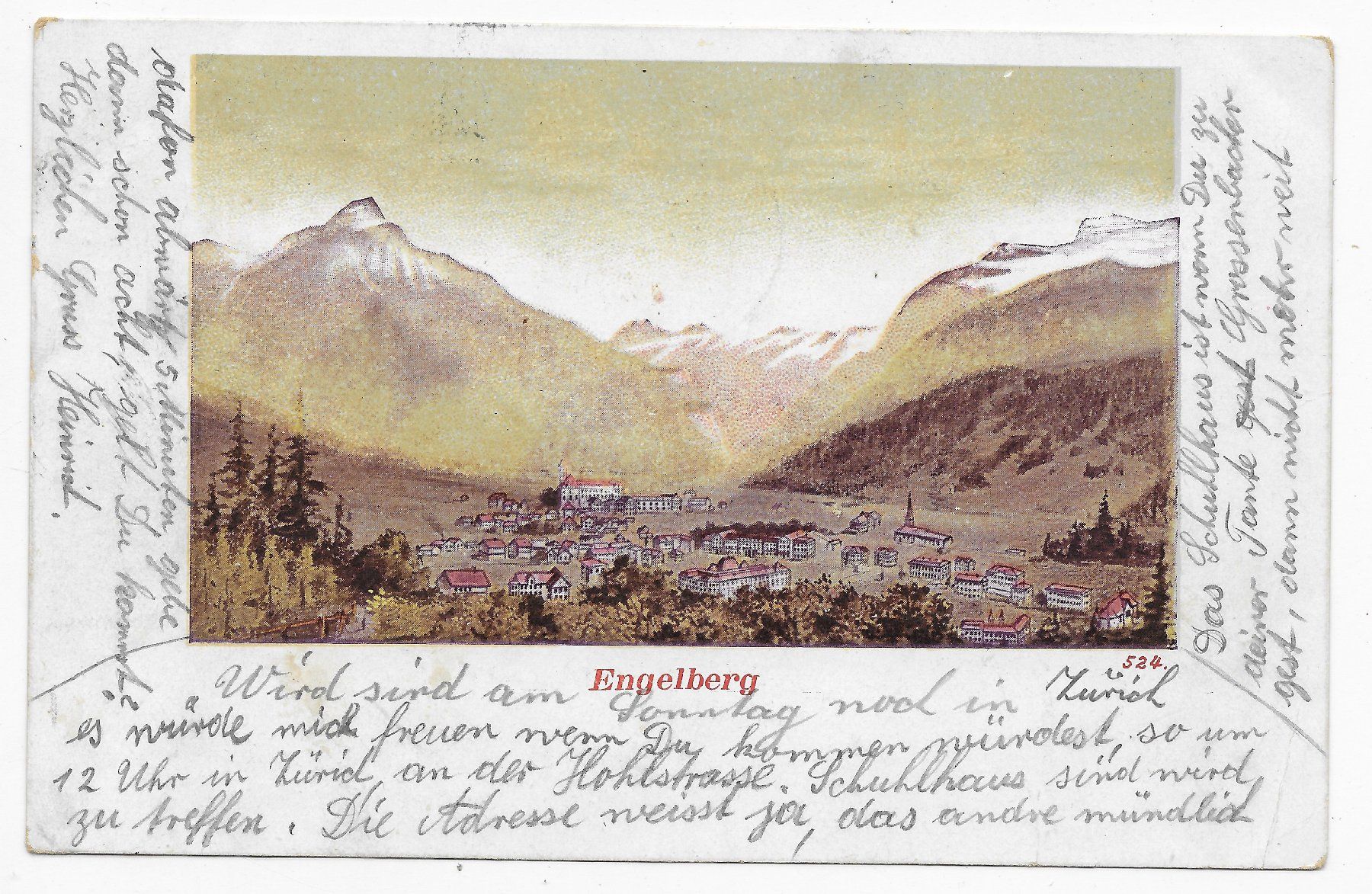 Cartoline postali: Ansicht von Engelberg um 1914 – Usato da Hefenhofen venduto da Richsalz
