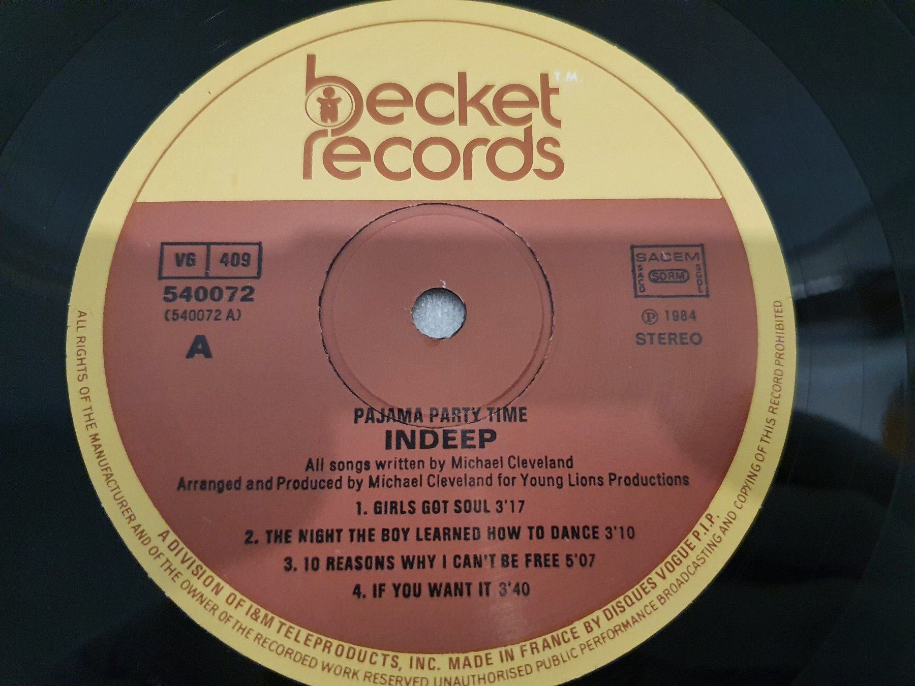 Dischi in vinile: Indeep – Pajama Party Time – Usato da Uster venduto da Vinyl-Leidenschaft 3