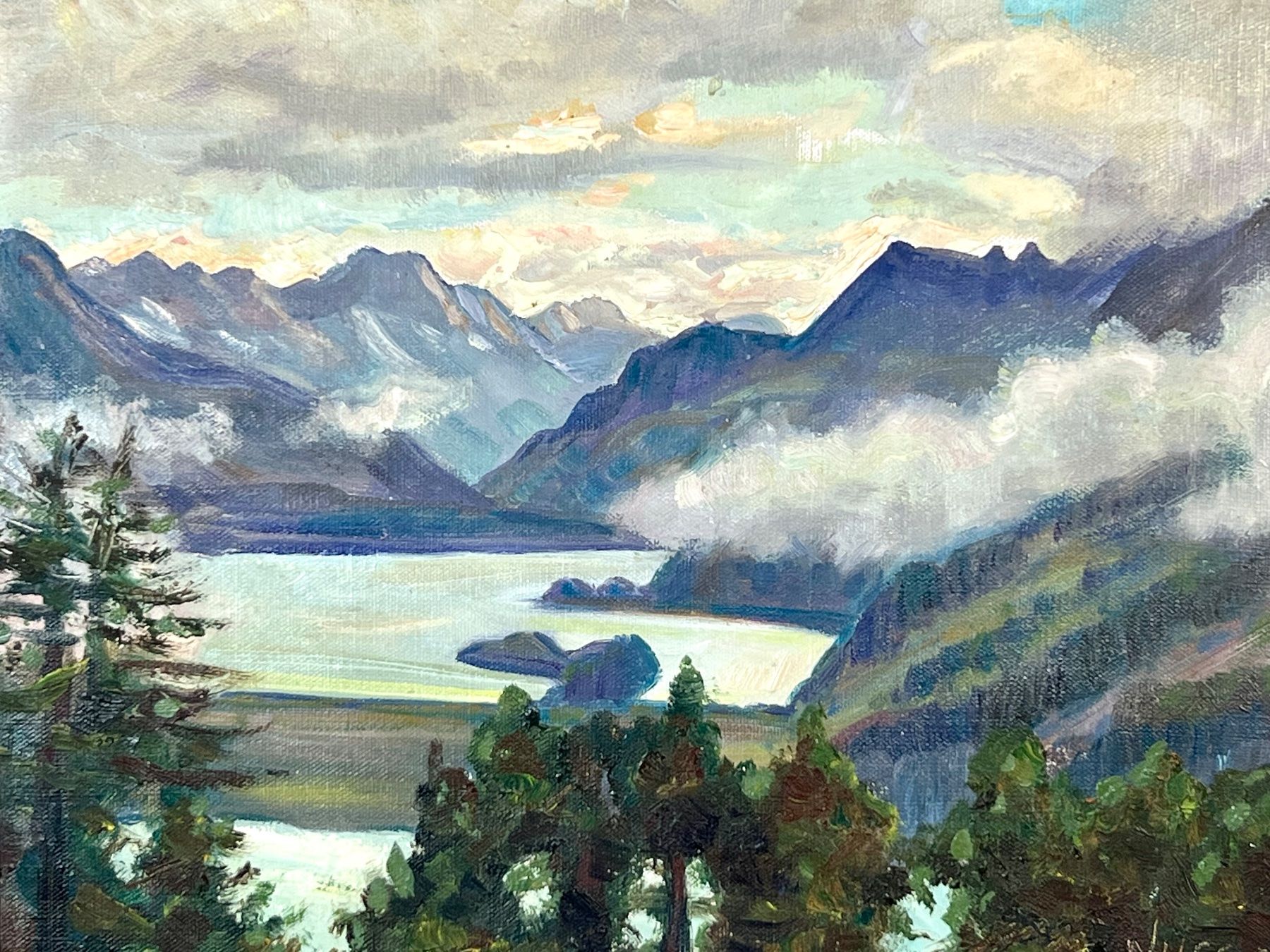 Dipinti: Oskar Nussio Engadin - Hahnensee bei St. Moritz Silsersee – Nuovo (secondo la descrizione) da Gamprin venduto da Art75 2