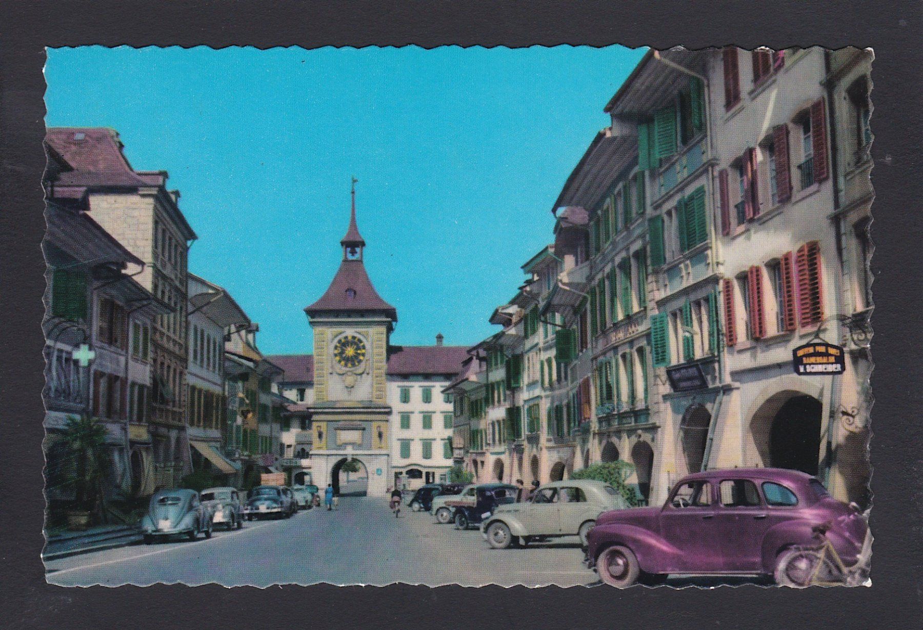 Cartoline postali: MURTEN Hauptgasse 1956, Autos / Oldtimer / VW-Käfer – Usato da Reiden venduto da cinfis